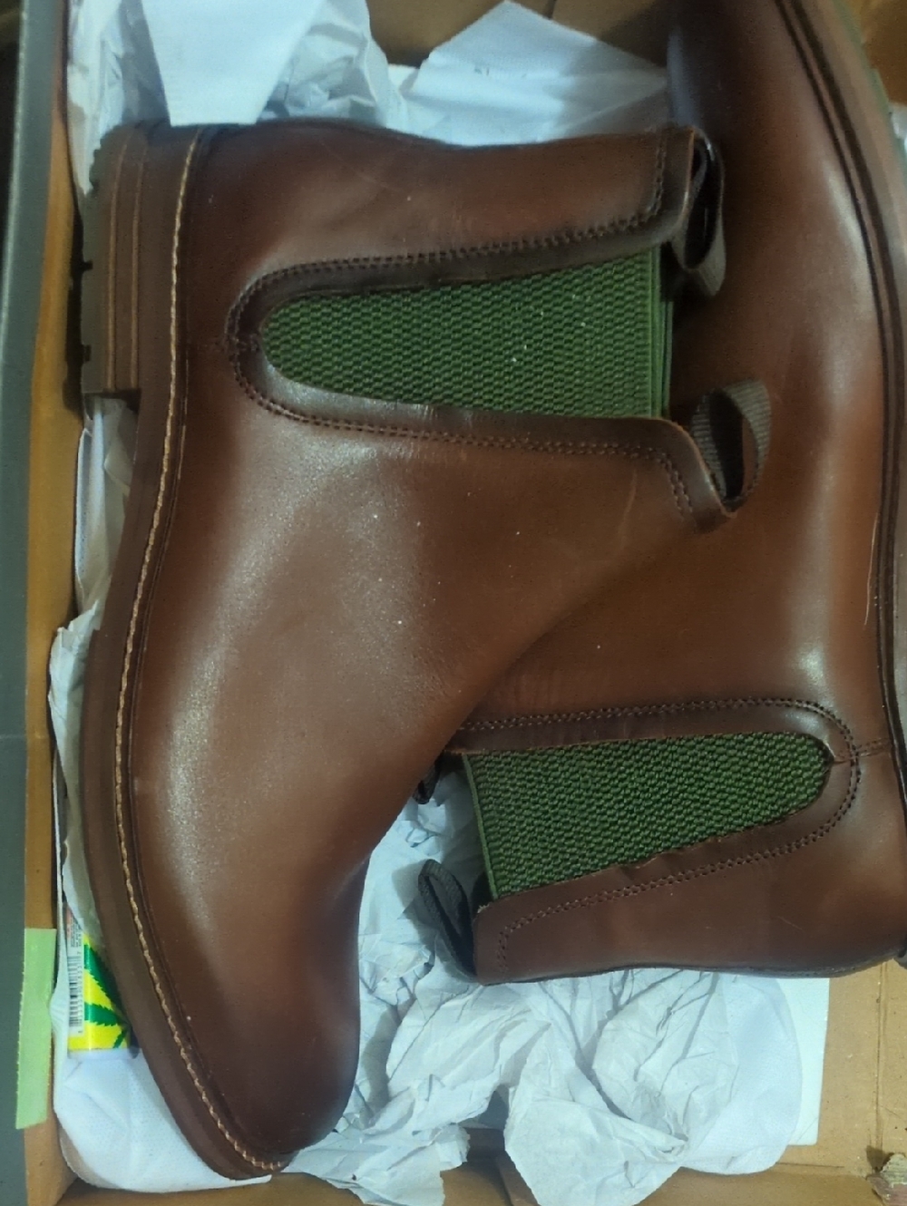 Men's Brown Leather Chukka Boots with Green Elastic Panels